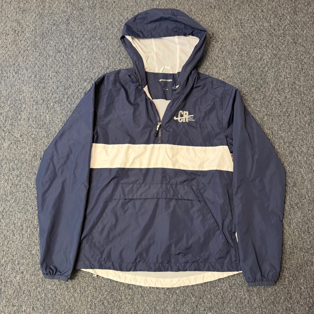 Sport-Tek Womens Navy Blue CR Field Hockey Quarter Zip Hooded Anorak Jacket S